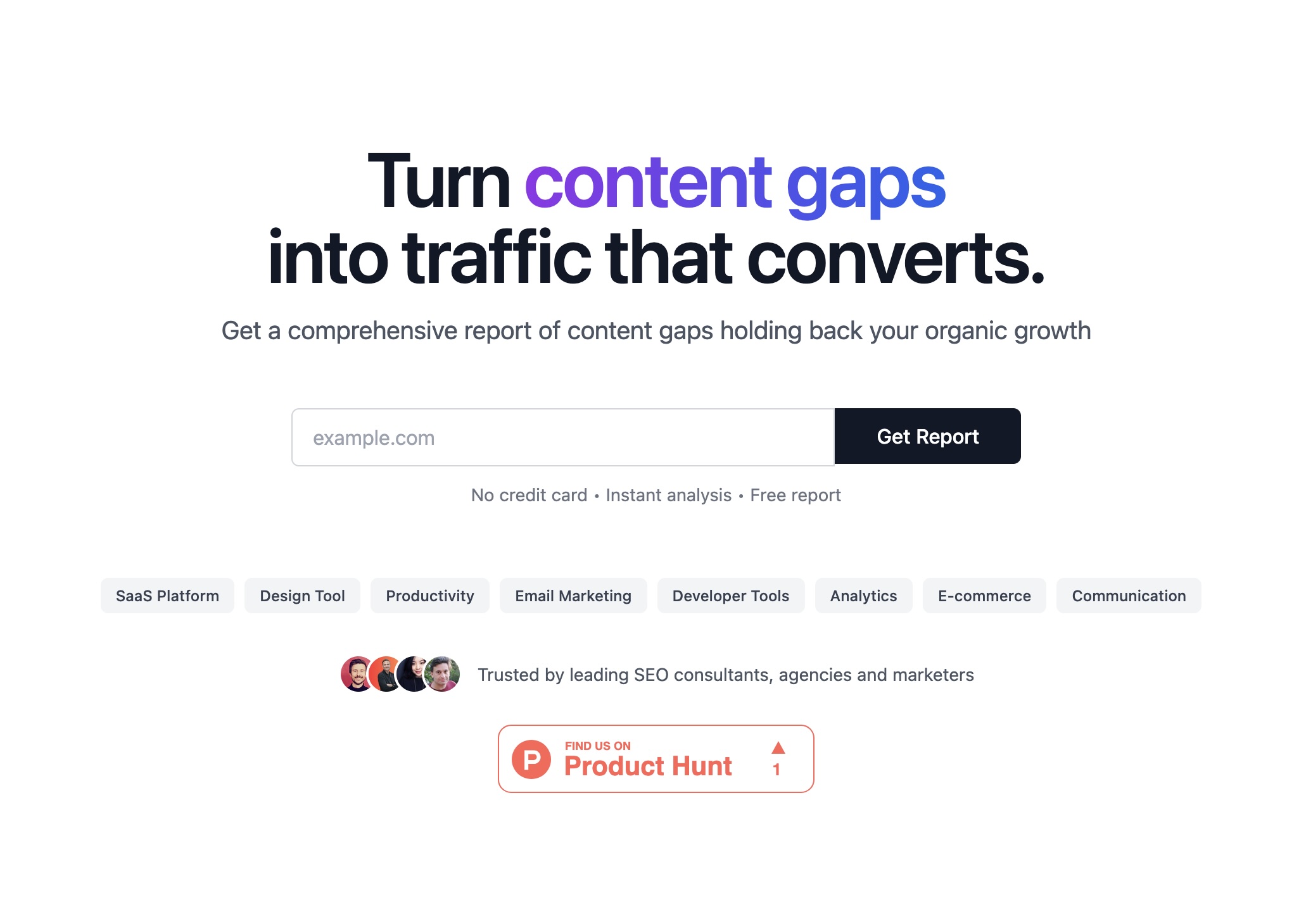 Screenshot of Content Gap Report for LLM SEO